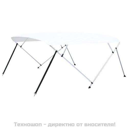Тента за лодка, 4 дъги, бяла, 243x(230-244)x137 см