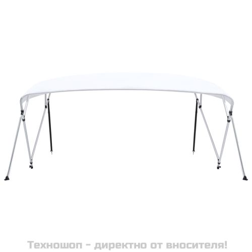 Тента за лодка, 4 дъги, бяла, 243x(230-244)x137 см