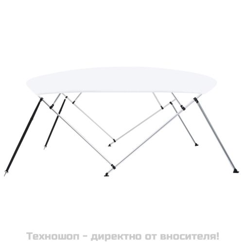 Тента за лодка, 4 дъги, бяла, 243x(230-244)x137 см