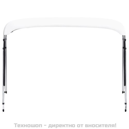 Тента за лодка, 4 дъги, бяла, 243x(230-244)x137 см