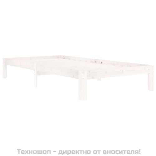 Рамка за легло, бяла, бор масив, 100х200 см
