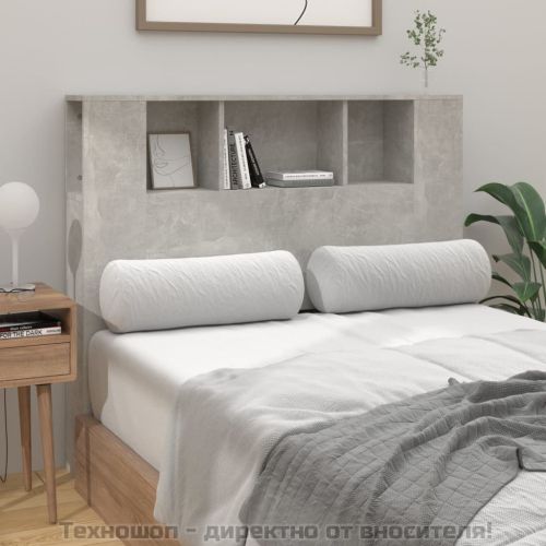 Табла за легло тип шкаф, бетонно сива, 120x18,5x102,5 см