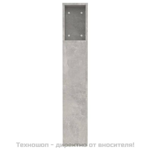 Табла за легло тип шкаф, бетонно сива, 120x18,5x102,5 см