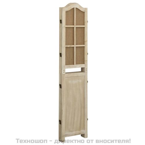 Параван за стая, 4 панела, кафяв, 140x165 см, плат