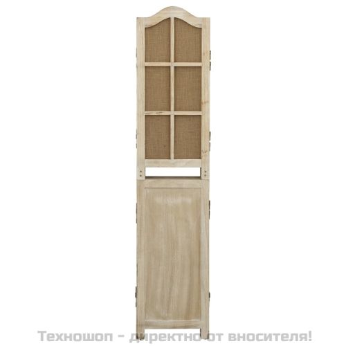 Параван за стая, 4 панела, кафяв, 140x165 см, плат