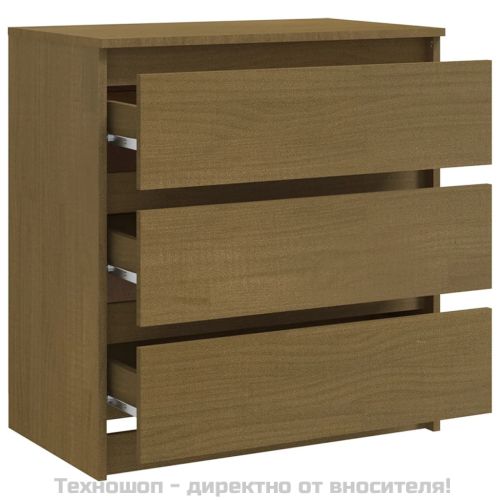 Нощно шкафче, меденокафяво, 60x36x64 см, бор масив