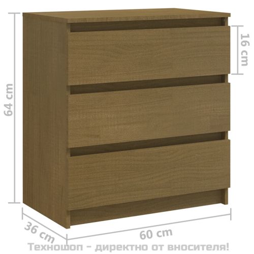 Нощно шкафче, меденокафяво, 60x36x64 см, бор масив