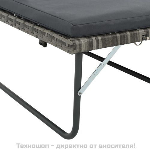 Градински комплект с възглавници, 2 части, полиратан, сив