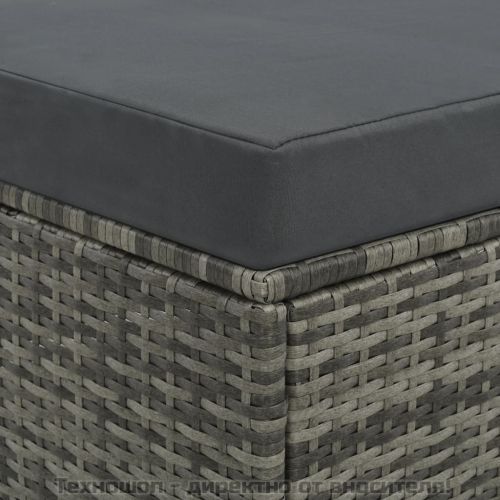 Градински комплект с възглавници, 2 части, полиратан, сив