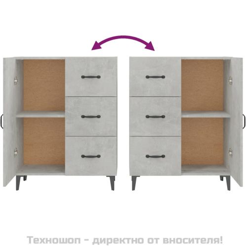 Сайдборд, бетонно сив, 69,5x34x90 см, инженерно дърво