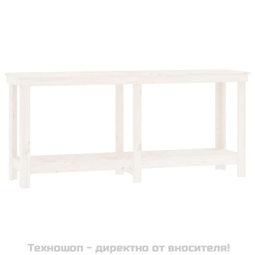 Работна маса бяла 180x50x80 см борово дърво масив