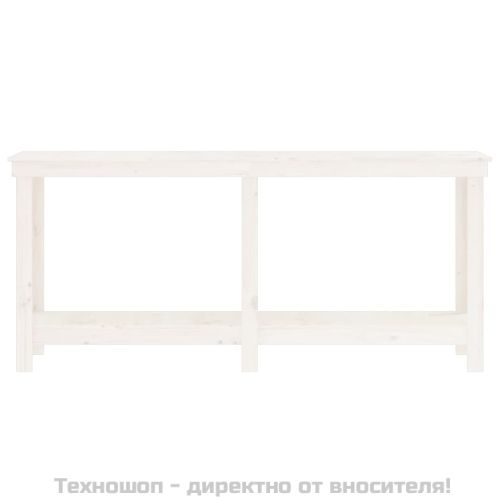 Работна маса бяла 180x50x80 см борово дърво масив