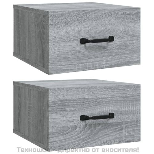Нощни шкафчета за стенен монтаж, 2 бр, сив сонома, 35x35x20 см
