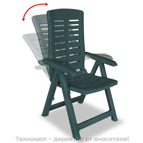 Градински столове, регулируеми, 2 бр, пластмаса, зелени
