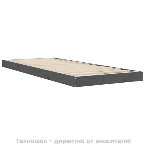 Рамка за легло, сива, 75x190 см, бор масив, Small Single