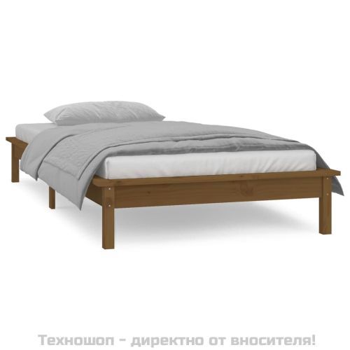 LED легло меденокафяво 75x190 см Small Single масивна дървесина