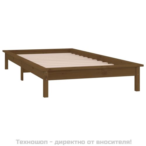 LED легло меденокафяво 75x190 см Small Single масивна дървесина