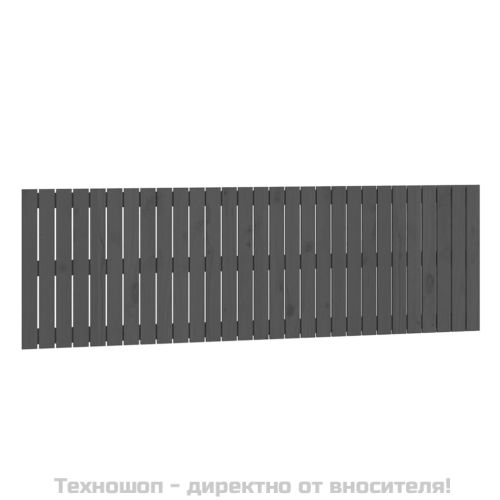 Стенна табла за спалня, сива, 185x3x60 см, борово дърво масив