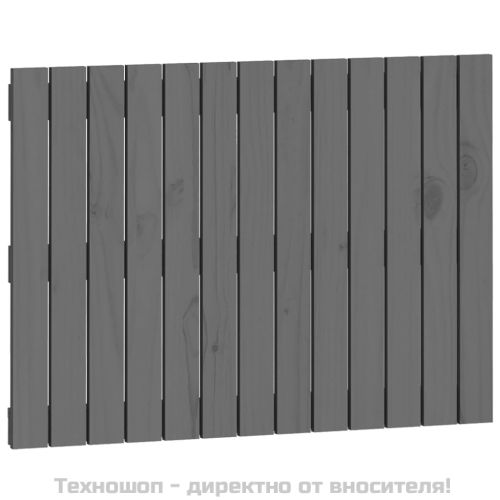Стенна табла за спалня, сива, 82,5x3x60 см, борово дърво масив