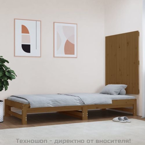 Стенна табла за спалня, меденокафява, 82,5x3x90 см, бор масив