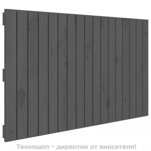 Стенна табла за спалня, сива, 108x3x60 см, борово дърво масив