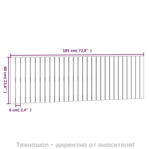 Стенна табла за спалня, меденокафява, 185x3x60 см, бор масив
