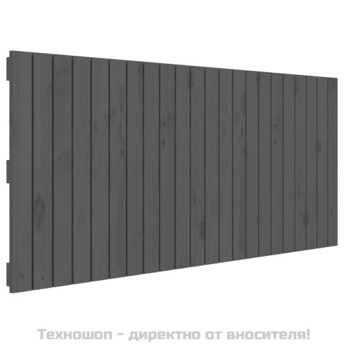 Стенна табла за спалня, сива, 140x3x60 см, борово дърво масив