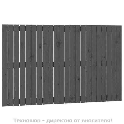 Стенна табла за спалня, сива, 140x3x90 см, борово дърво масив