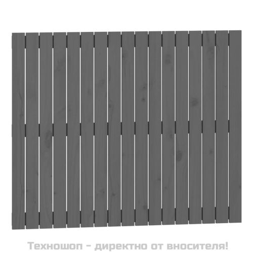 Стенна табла за спалня, сива, 108x3x90 см, борово дърво масив