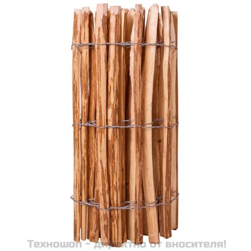 Дървена ограда от колчета, лешниково дърво, 90x500 см