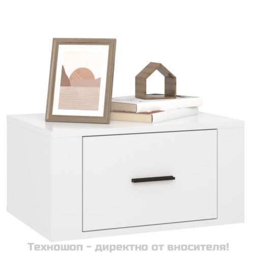 Нощни шкафчета за стенен монтаж, 2 бр, бял гланц, 50x36x25 см