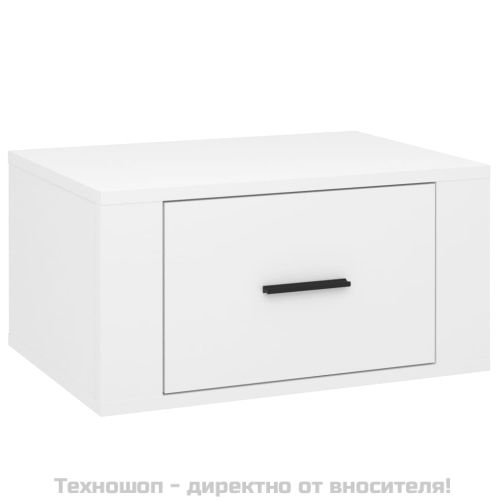 Нощни шкафчета за стенен монтаж, 2 бр, бял гланц, 50x36x25 см