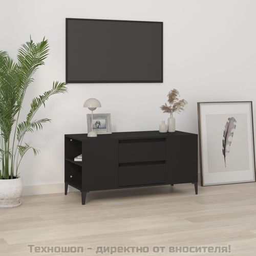 ТВ шкаф, черен, 102x44,5x50 см, инженерно дърво