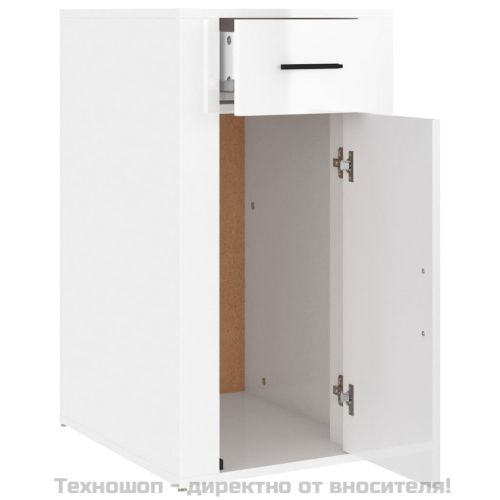 Шкаф за бюро, Бял гланц, 40x49x75 см, инженерно дърво