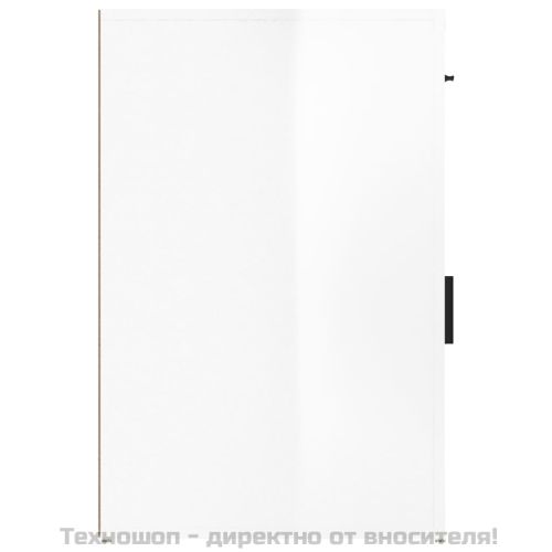 Шкаф за бюро, Бял гланц, 40x49x75 см, инженерно дърво