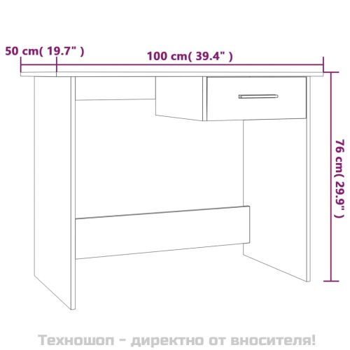 Бюро, опушен дъб, 100x50x76 см, инженерно дърво