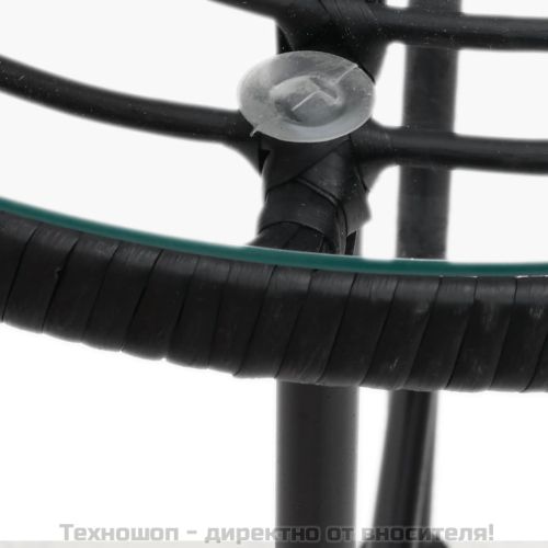 Трапезна маса черна Ø80 см  закалено стъкло и стомана