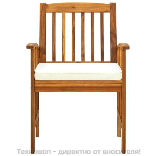 Градински трапезни столове 8 бр с възглавници масивна акация