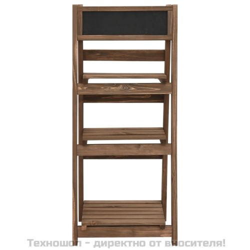 3-етажен цветарник с черна дъска, 40x30x90 см, ела масив