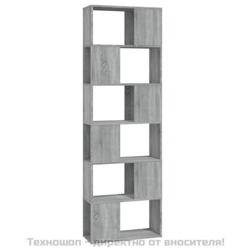 Библиотека/разделител за стая, сив сонома, 60x24x186 см