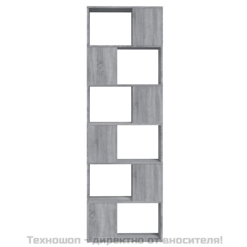 Библиотека/разделител за стая, сив сонома, 60x24x186 см