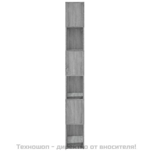 Библиотека/разделител за стая, сив сонома, 60x24x186 см