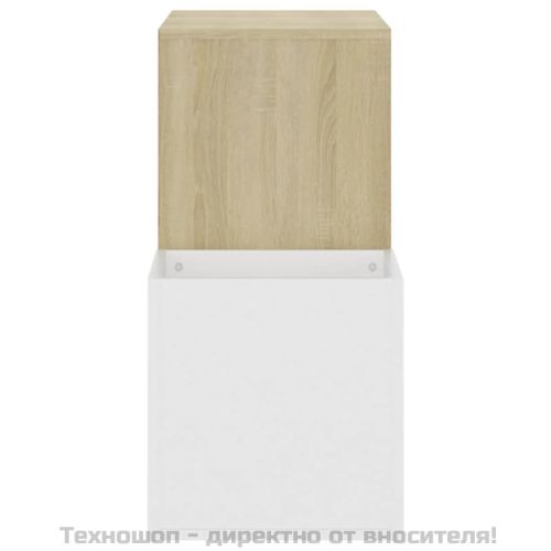 Шкаф за обувки бял и дъб сонома 105x35,5x70 см инженерно дърво