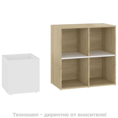 Шкаф за обувки бял и дъб сонома 105x35,5x70 см инженерно дърво