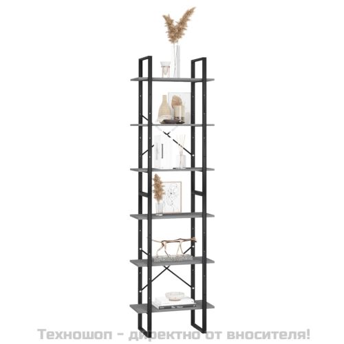 Етажерка, сива, 60x30x210 см, борово дърво масив