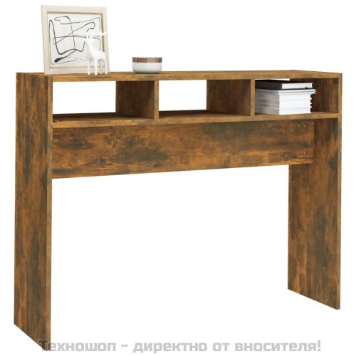 Конзолна маса, опушен дъб, 105x30x80 см, инженерно дърво