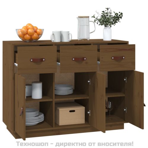 Сайдборд, меденокафяв, 100x40x75 см, бор масив