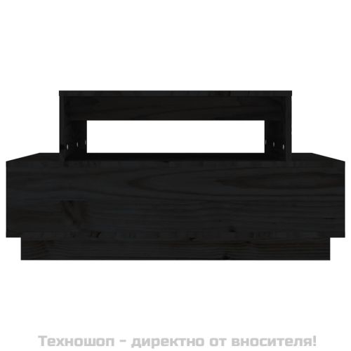 Кафе маса, черна, 80x55x40,5 см, борово дърво масив