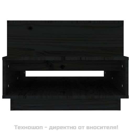 Кафе маса, черна, 80x55x40,5 см, борово дърво масив