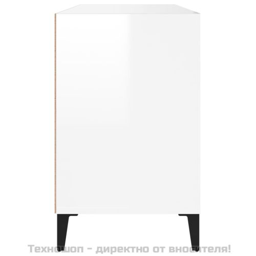 Шкаф за обувки, бял гланц, 102x36x60 см, инженерно дърво